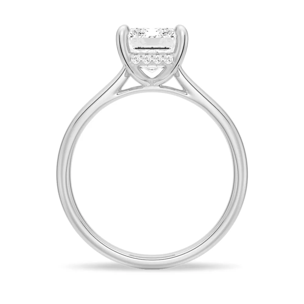 Solitaire Emerald Cut Engagement Ring With Hidden Halo sold by MSBLUE Jewelry product image thumbnail 5