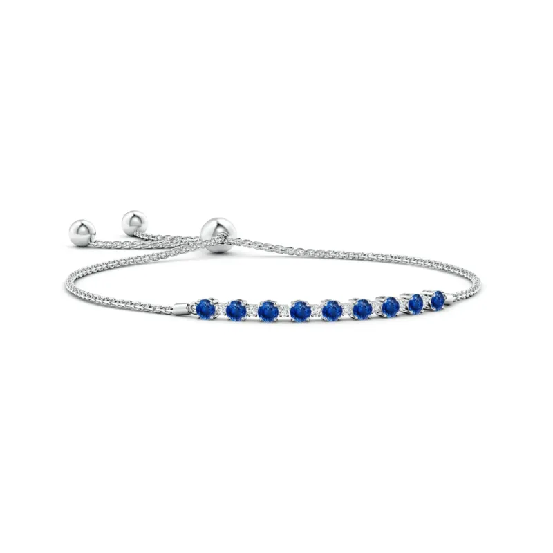 1.37 CT. Blue Sapphire and White Sapphire Bolo Tennis Bracelet sold by MSBLUE Jewelry