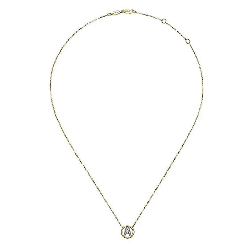 Round Pavé Initial A Pendant Necklace sold by MSBLUE Jewelry product image thumbnail 4