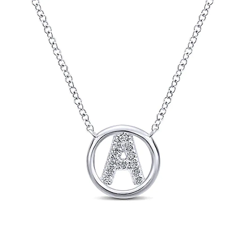 Round Pavé Initial A Pendant Necklace sold by MSBLUE Jewelry