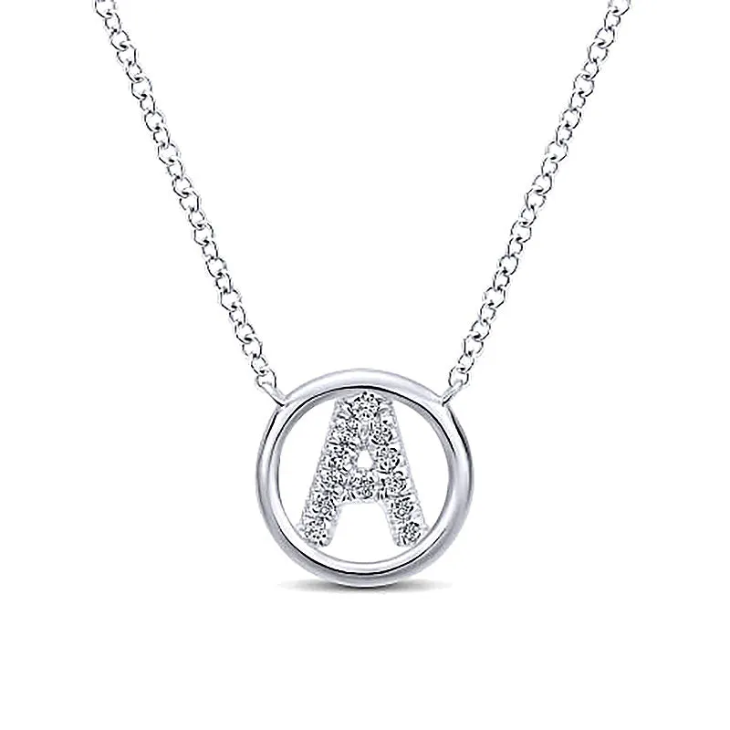 Round Pavé Initial A Pendant Necklace sold by MSBLUE Jewelry