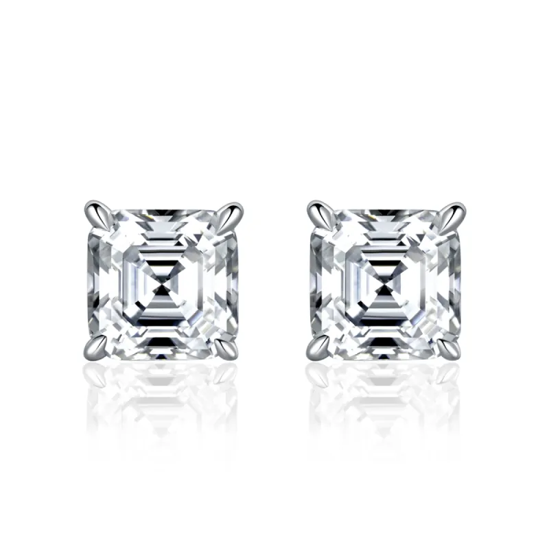 1 CT. Asscher Cut Moissanite Earring Studs sold by MSBLUE Jewelry