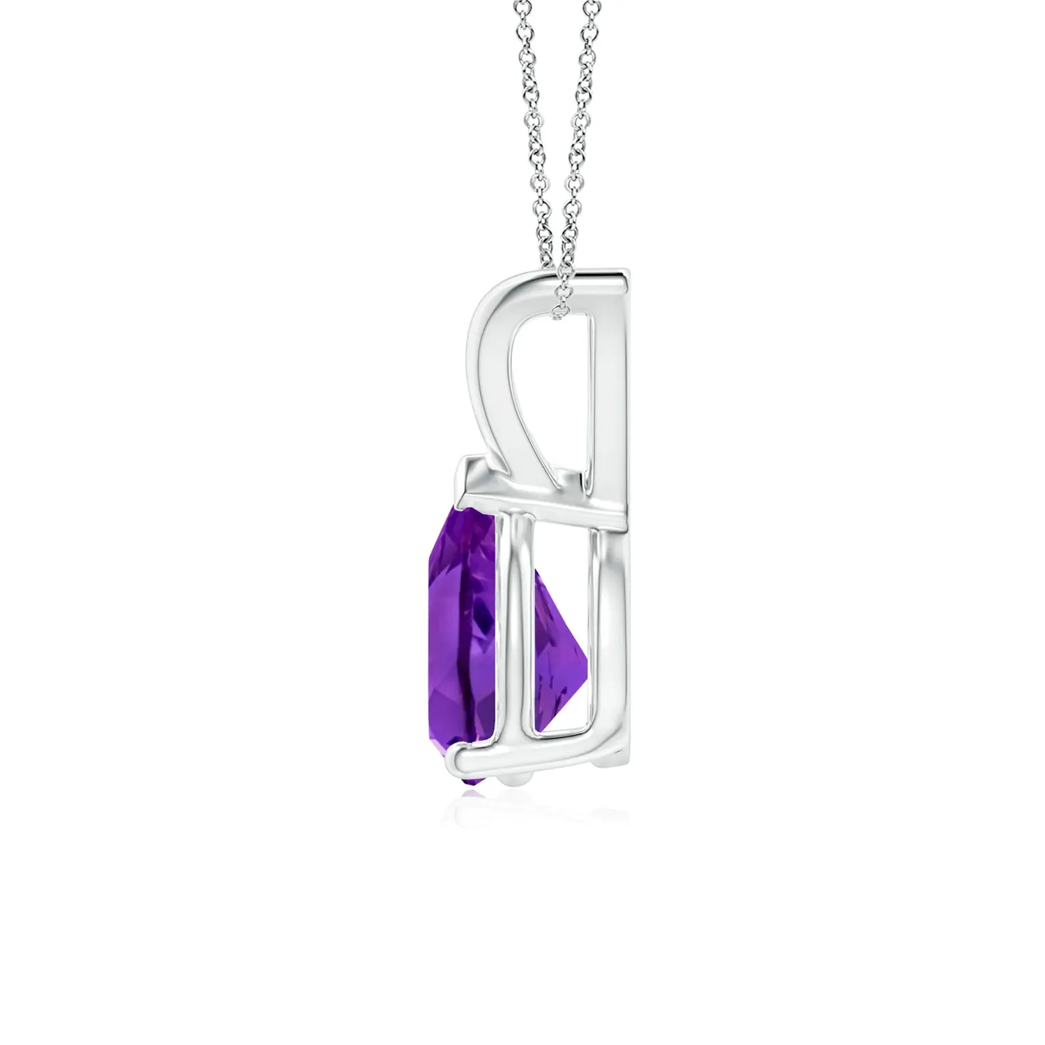 1 CT. Pear Shape Amethyst Solitaire V-Bale Pendant sold by MSBLUE Jewelry product image thumbnail 2