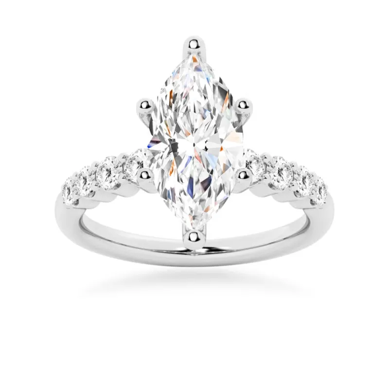 Classic Shared Prong Marquise Cut Moissanite Engagement Ring sold by MSBLUE Jewelry