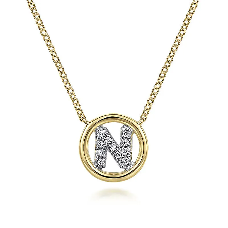 Round Pavé Initial N Pendant Necklace sold by MSBLUE Jewelry product image thumbnail 2
