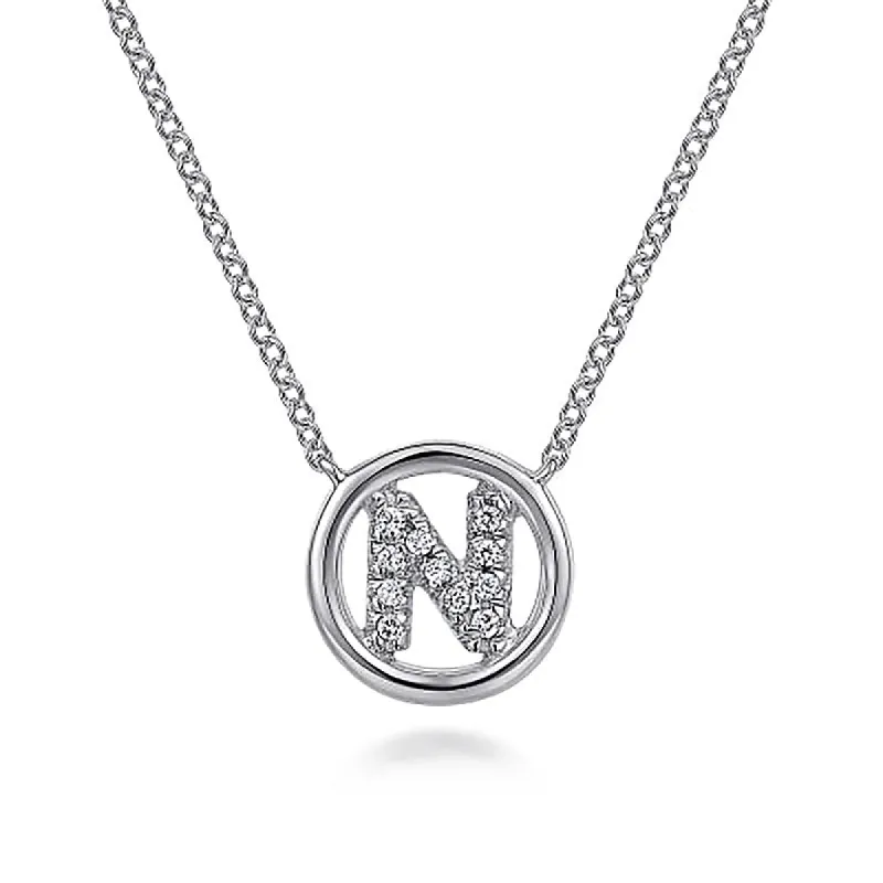 Round Pavé Initial N Pendant Necklace sold by MSBLUE Jewelry