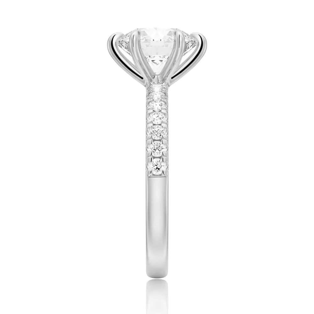 Six-Prong French Pavé Moissanite Engagement Ring sold by MSBLUE Jewelry product image thumbnail 5