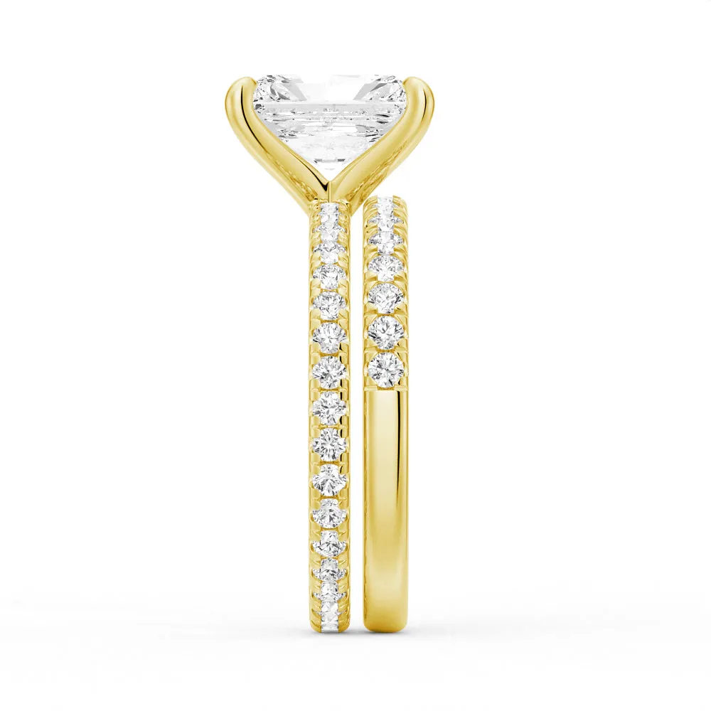 Solitaire Radiant Cut Moissanite Ring Set with Matching Wedding Band sold by MSBLUE Jewelry product image thumbnail 5