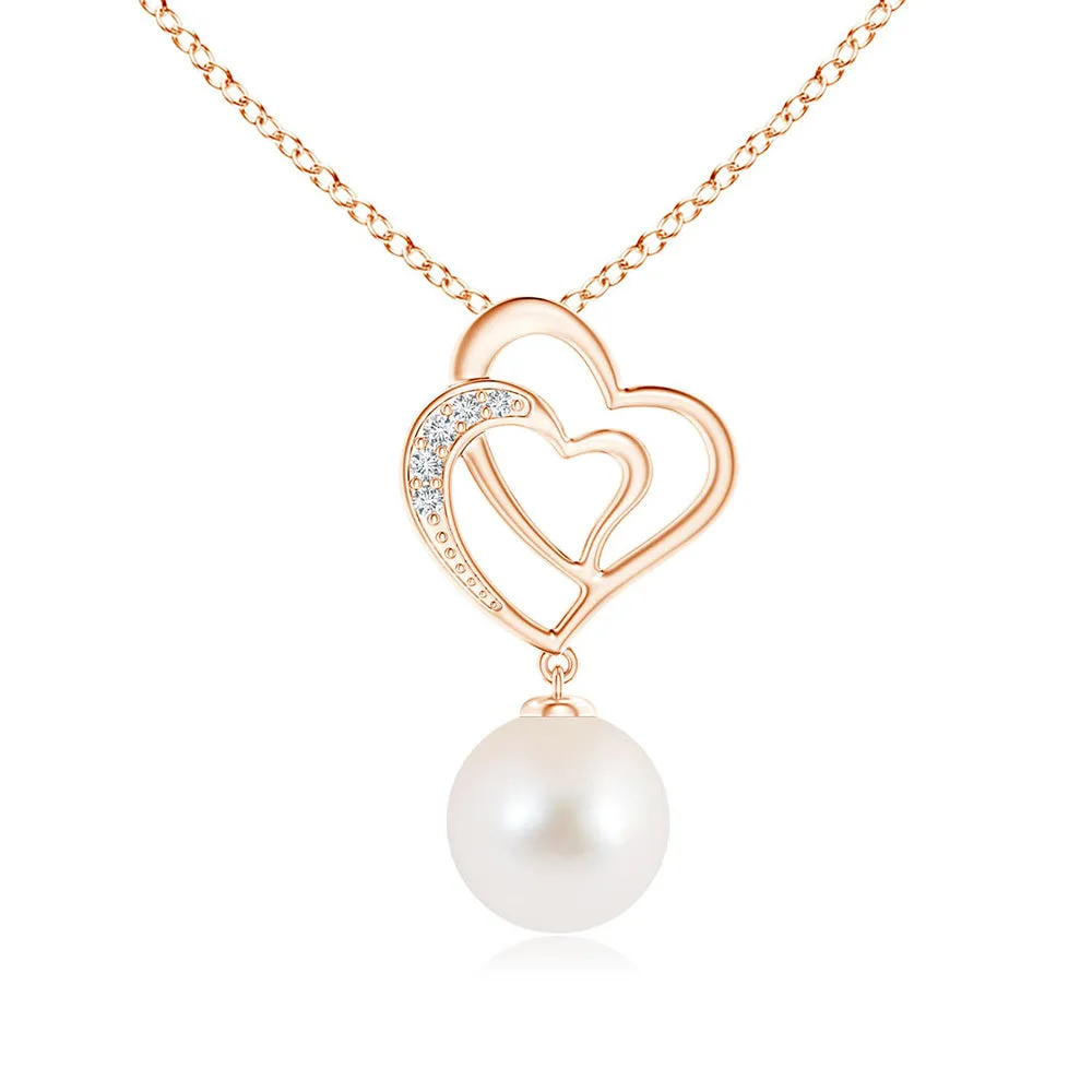 8mm Freshwater Cultured Pearl Double Heart Pendant sold by MSBLUE Jewelry product image thumbnail 3