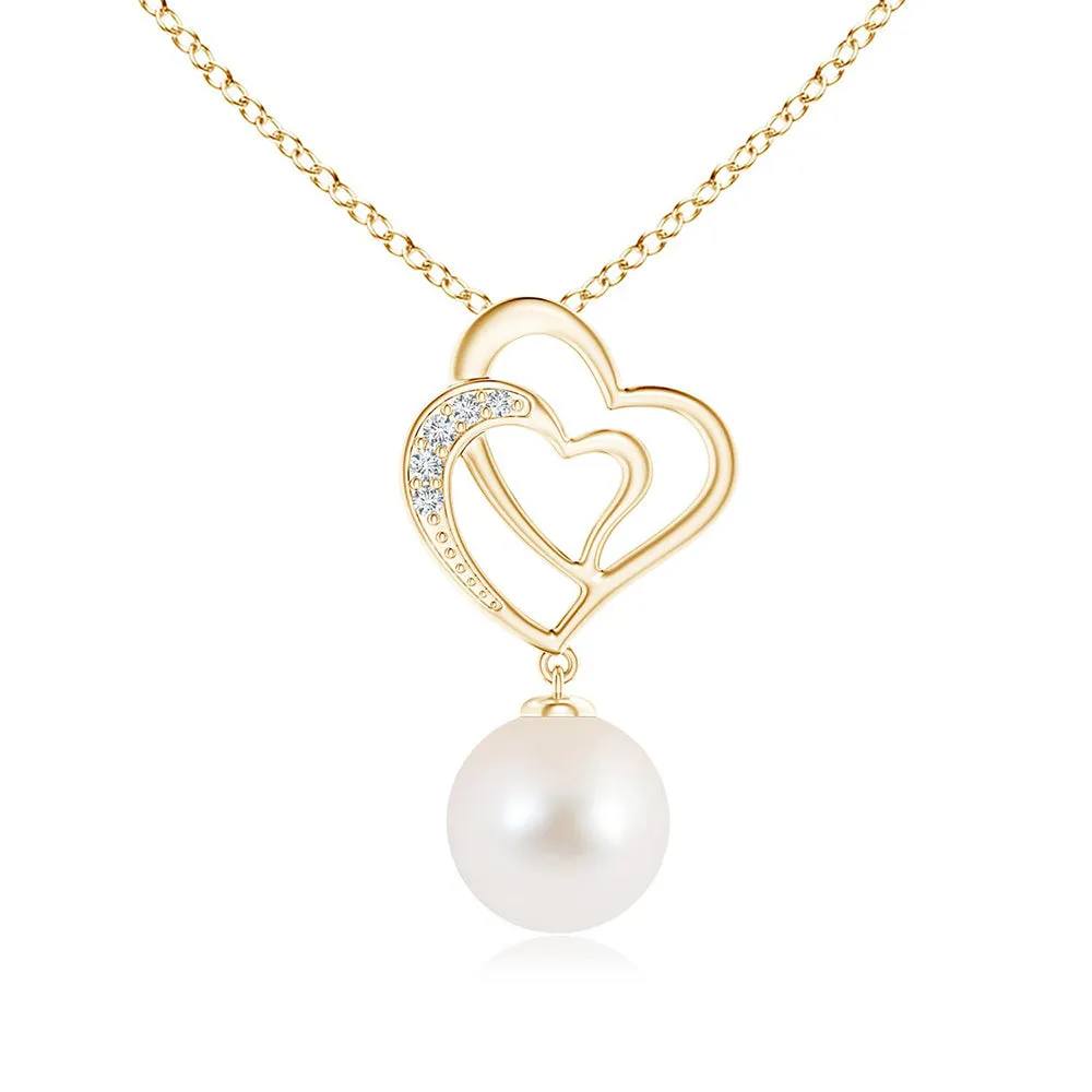 8mm Freshwater Cultured Pearl Double Heart Pendant sold by MSBLUE Jewelry product image thumbnail 2