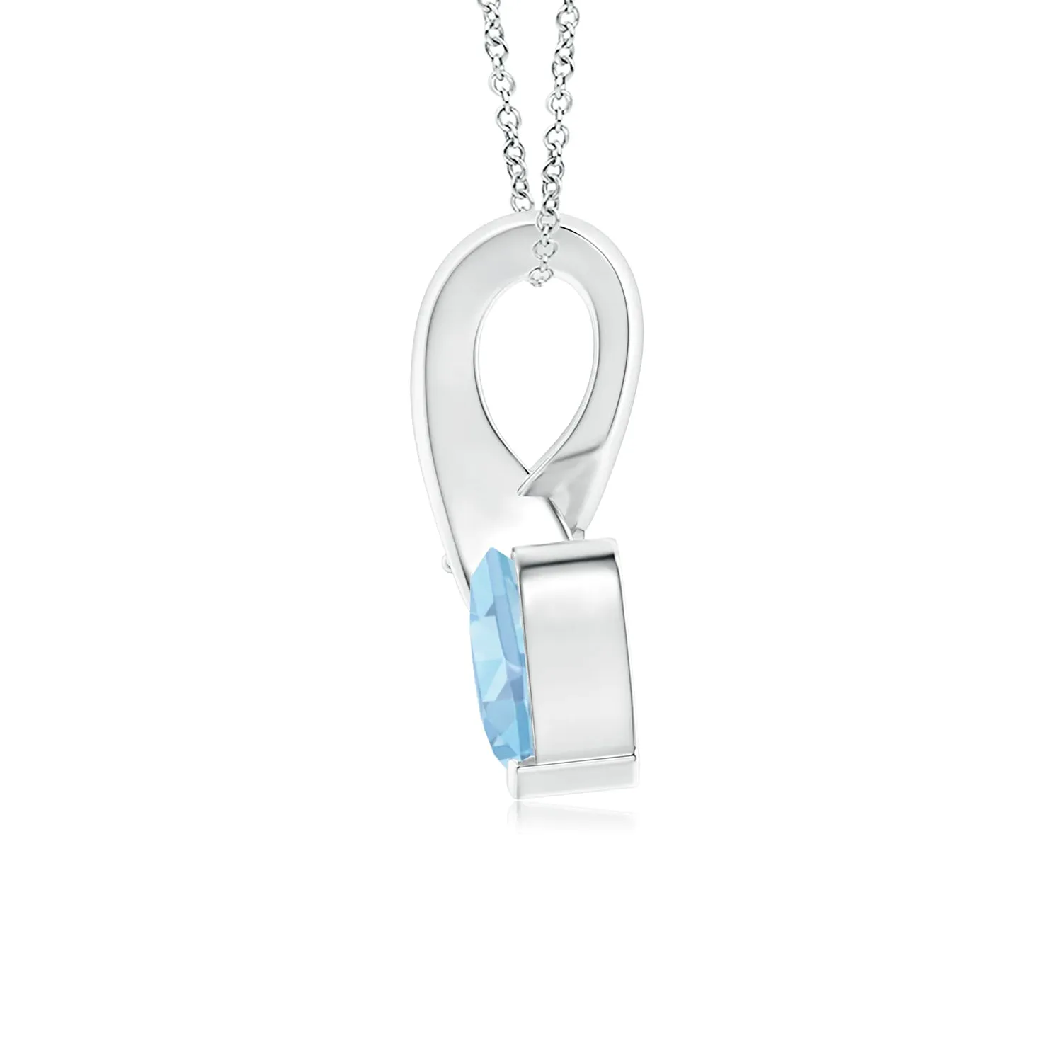1 CT. Heart-Shaped Aquamarine Ribbon Pendant with Diamond sold by MSBLUE Jewelry product image thumbnail 2