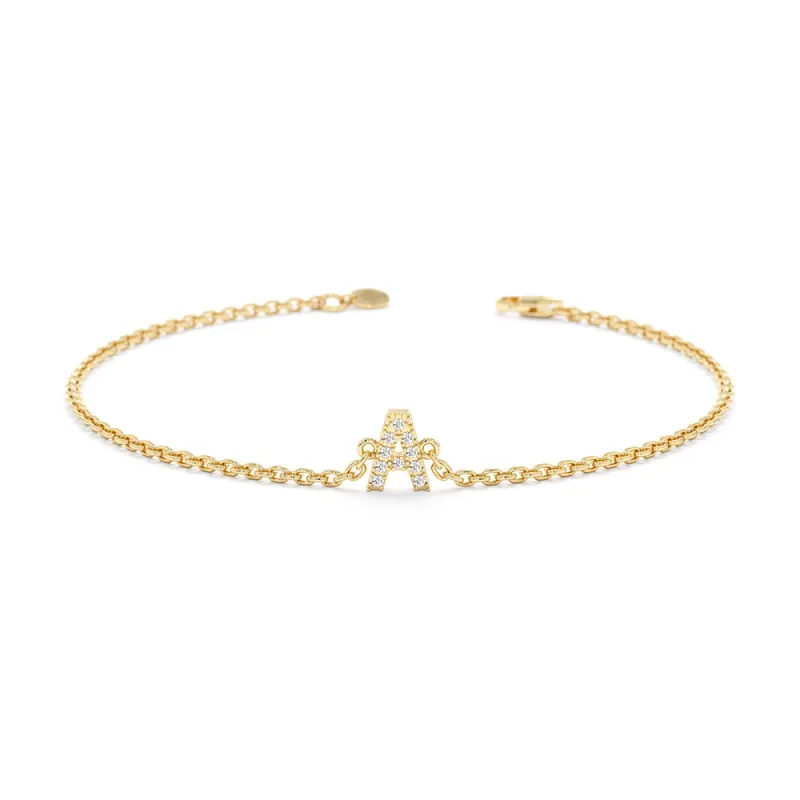 Pavé Lab Grown Diamond Personalized Initial Bracelet sold by MSBLUE Jewelry