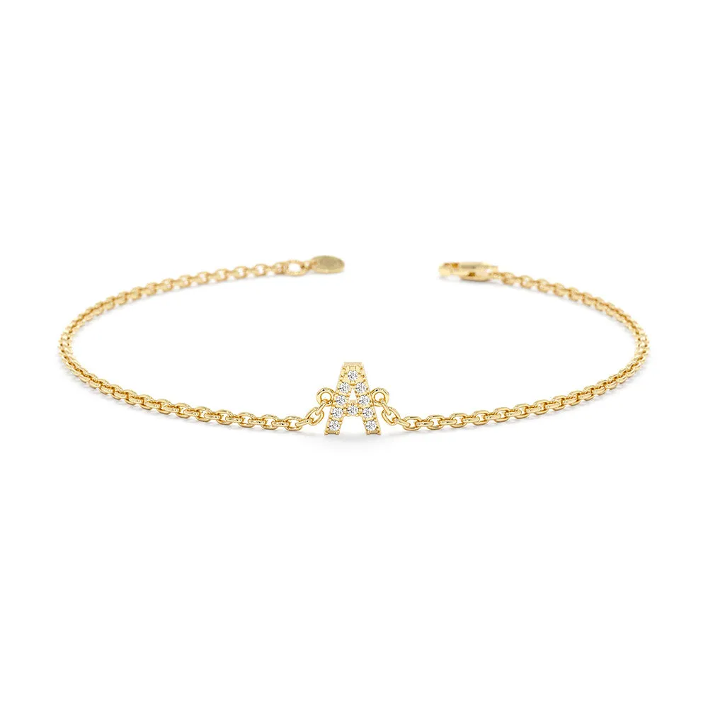 Pavé Lab Grown Diamond Personalized Initial Bracelet sold by MSBLUE Jewelry