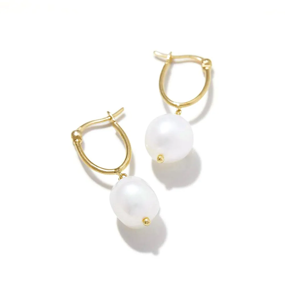 Minimalist Freshwater Pearl Drop Earrings sold by MSBLUE Jewelry product image thumbnail 3