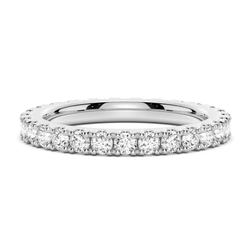 French Pave Round Cut Moissanite Eternity Band sold by MSBLUE Jewelry