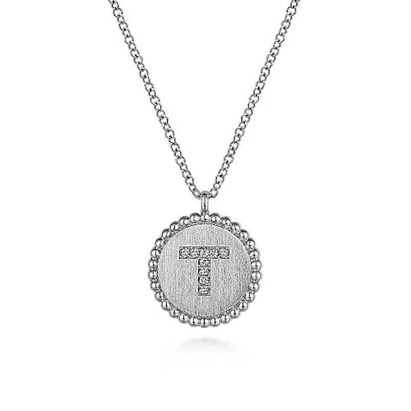Initial T Medallion Necklace sold by MSBLUE Jewelry