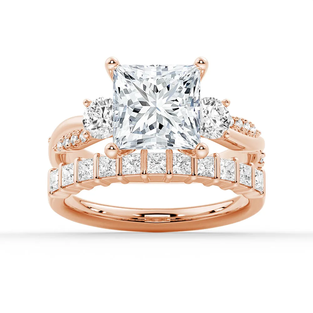 Twist Vine Princess-Cut Moissanite Engagement Ring Set with Matching Wedding Band sold by MSBLUE Jewelry product image thumbnail 3
