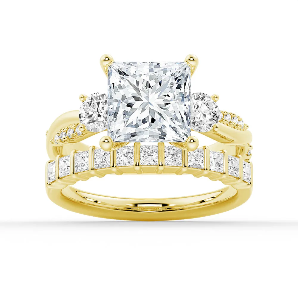 Twist Vine Princess-Cut Moissanite Engagement Ring Set with Matching Wedding Band sold by MSBLUE Jewelry product image thumbnail 2