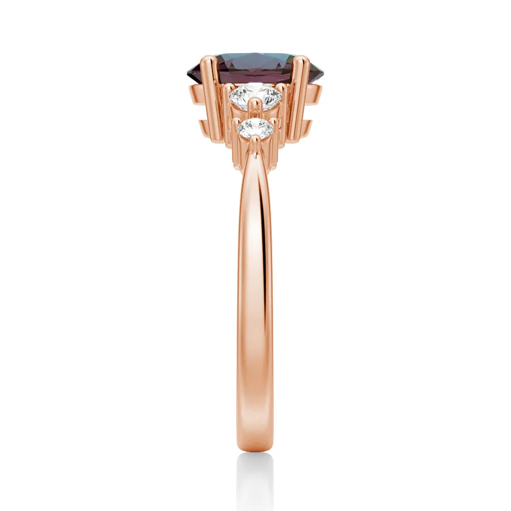 1.5 CT. Oval Alexandrite Engagement Ring With Moissanite Accents sold by MSBLUE Jewelry product image thumbnail 3