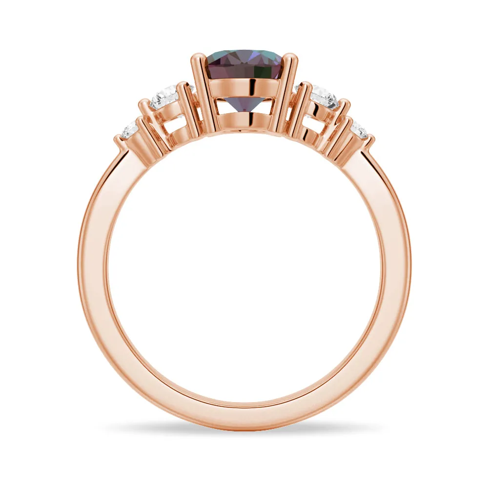 1.5 CT. Oval Alexandrite Engagement Ring With Moissanite Accents sold by MSBLUE Jewelry product image thumbnail 4