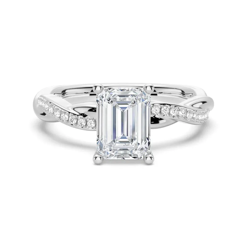 2CT. Twist Vine Emerald-Cut Engagement Ring sold by MSBLUE Jewelry