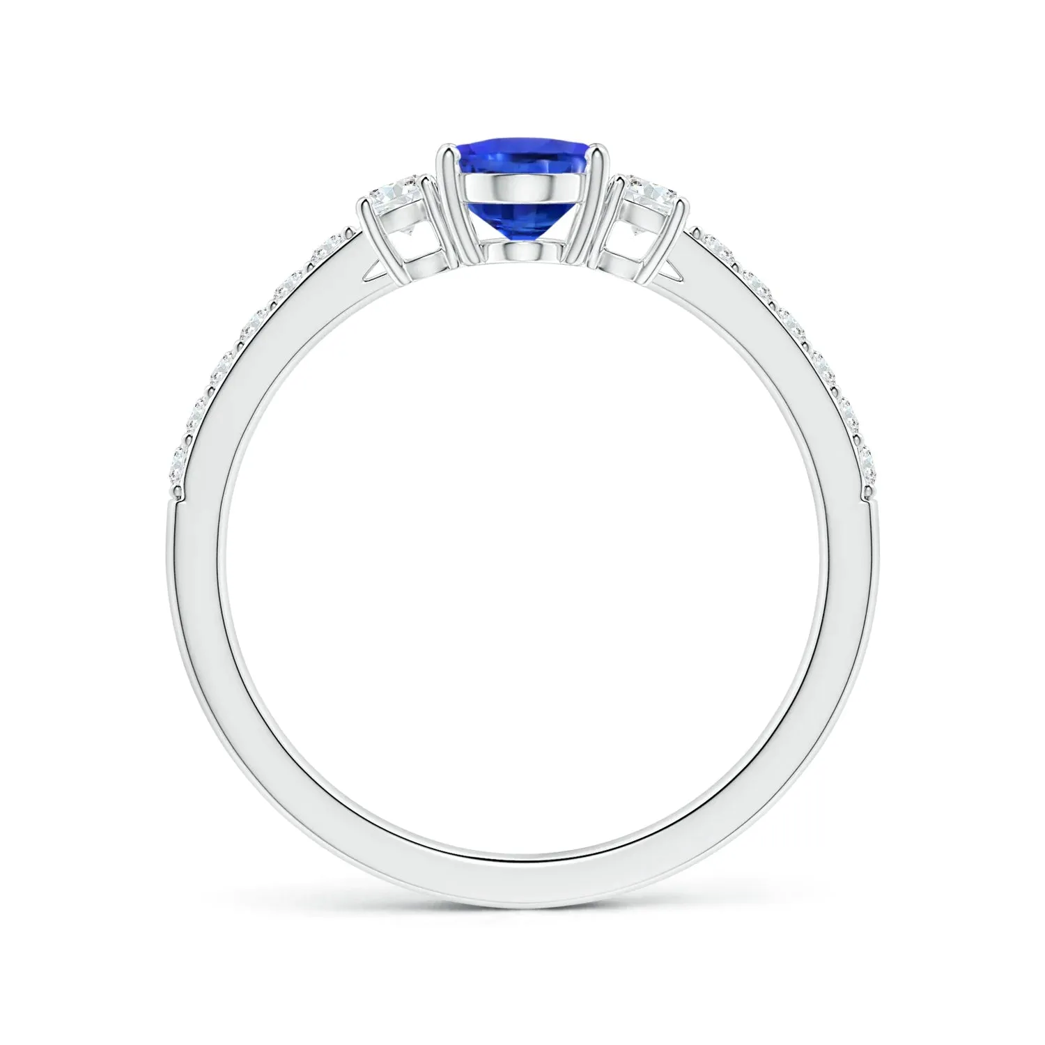 2 CT. Oval Sapphire Three-Stone Ring with White Sapphire Accents sold by MSBLUE Jewelry product image thumbnail 2