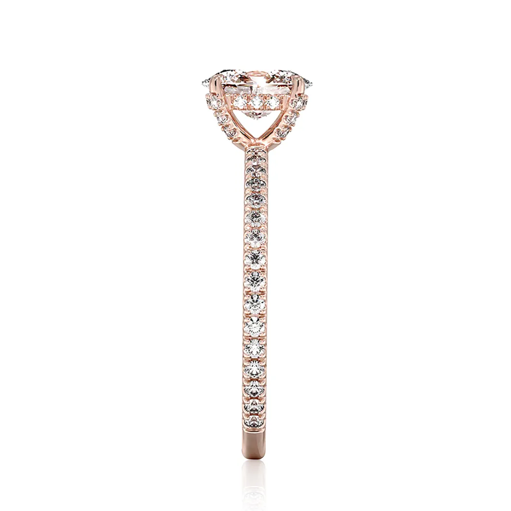 Four Prong Oval Shaped Engagement Ring With Hidden Halo sold by MSBLUE Jewelry product image thumbnail 4