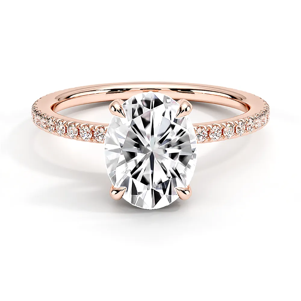 Four Prong Oval Shaped Engagement Ring With Hidden Halo sold by MSBLUE Jewelry product image thumbnail 3