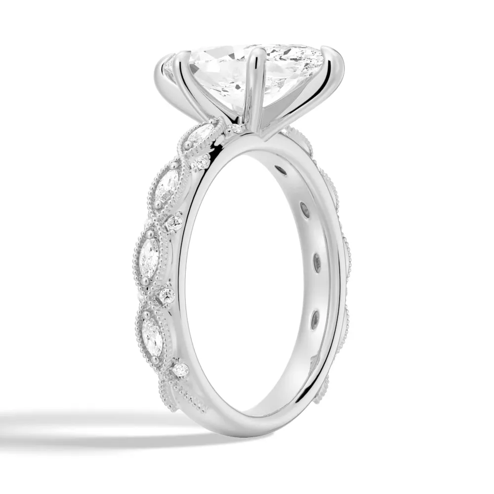 Vintage Infinity Milgrain Marquise Moissanite Engagement Ring sold by MSBLUE Jewelry product image thumbnail 4