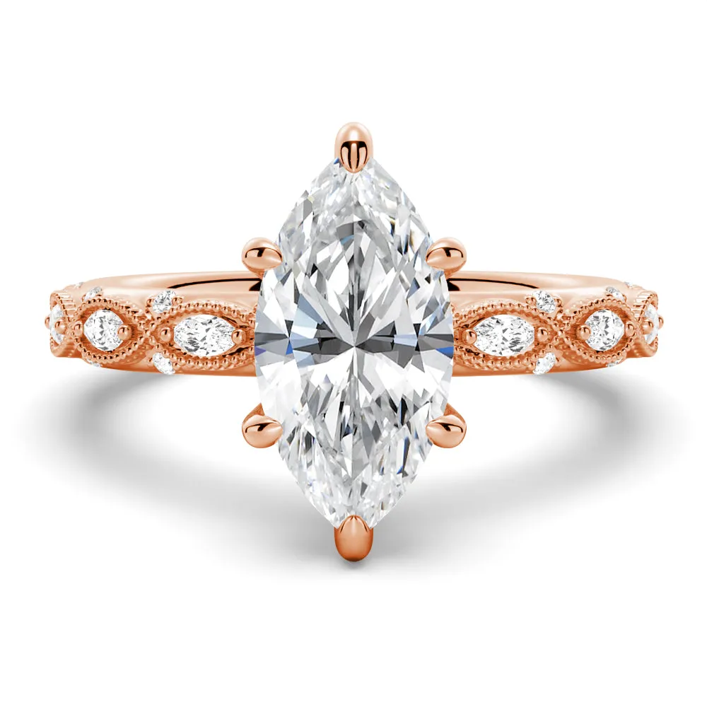 Vintage Infinity Milgrain Marquise Moissanite Engagement Ring sold by MSBLUE Jewelry product image thumbnail 3