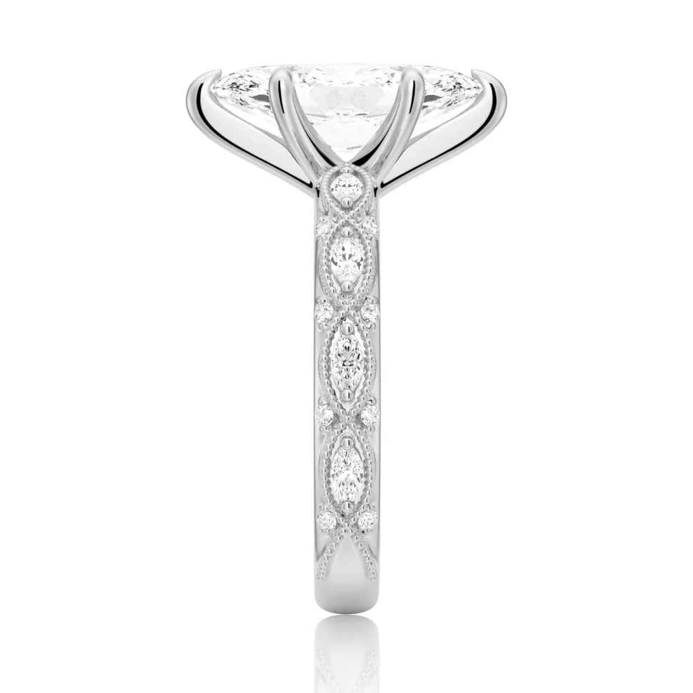 Vintage Infinity Milgrain Marquise Moissanite Engagement Ring sold by MSBLUE Jewelry product image thumbnail 5