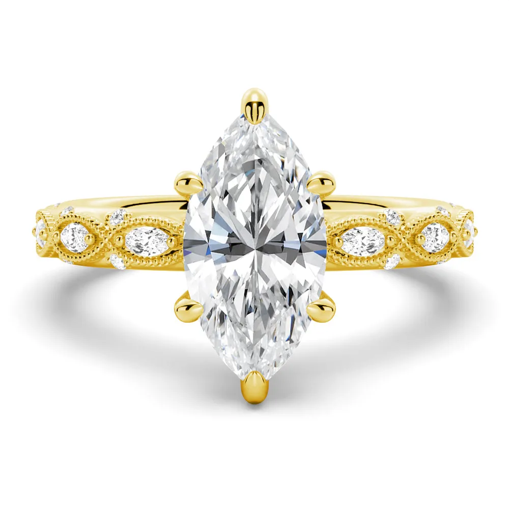 Vintage Infinity Milgrain Marquise Moissanite Engagement Ring sold by MSBLUE Jewelry product image thumbnail 2