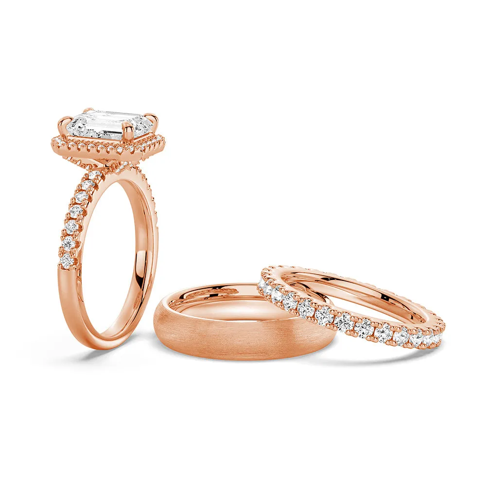 Emerald Cut Moissanite Couple's Ring Set with Men's Wedding Band sold by MSBLUE Jewelry product image thumbnail 3