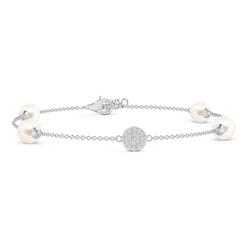 8mm Freshwater Cultured Pearl Bracelet with Moissanite Accent sold by MSBLUE Jewelry