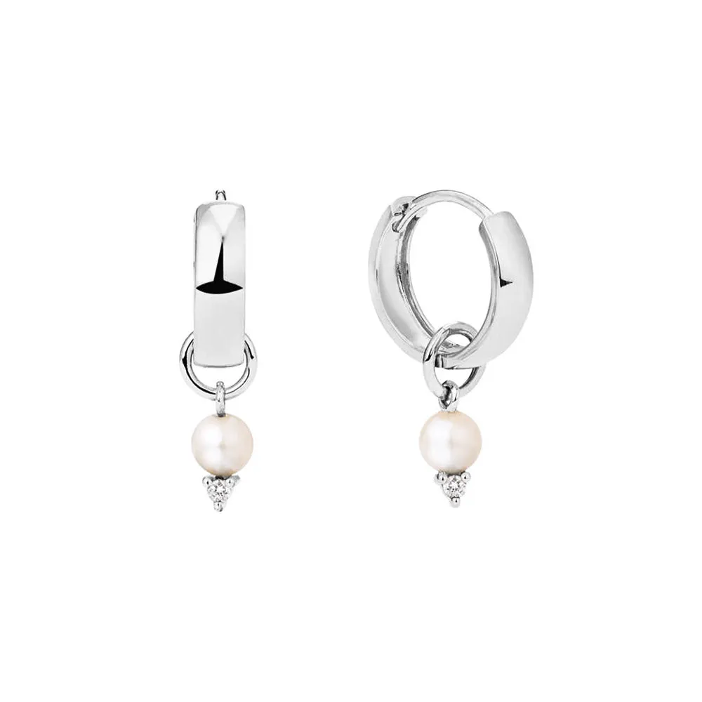 Bold Huggie Hoops & Freshwater Pearl Charms Set sold by MSBLUE Jewelry product image thumbnail 4