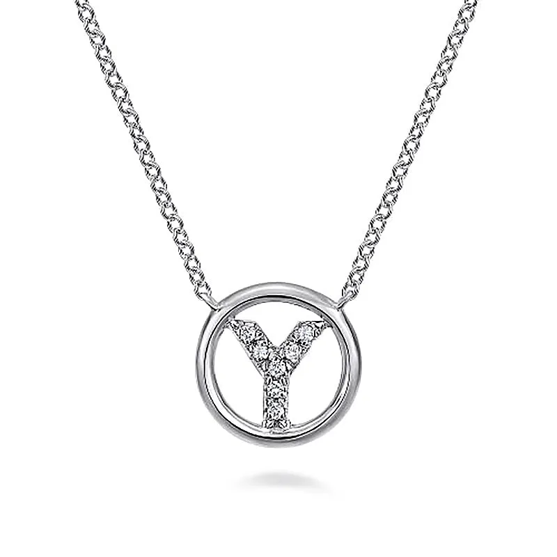 Round Pavé Initial Y Pendant Necklace sold by MSBLUE Jewelry