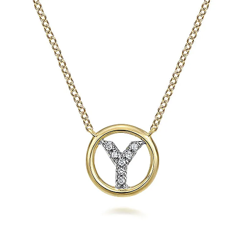 Round Pavé Initial Y Pendant Necklace sold by MSBLUE Jewelry product image thumbnail 2