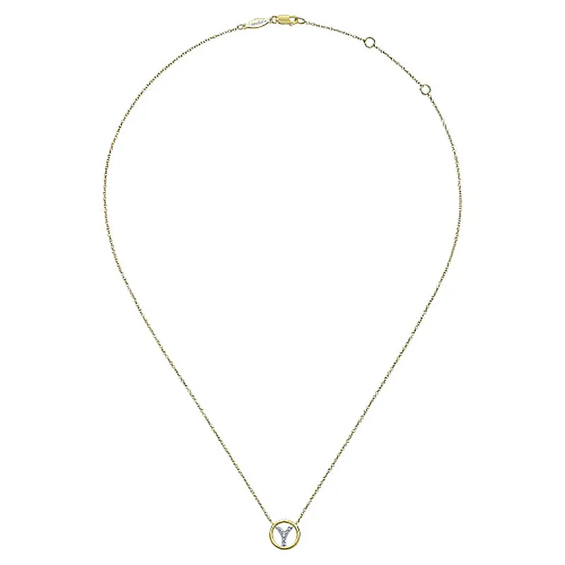Round Pavé Initial Y Pendant Necklace sold by MSBLUE Jewelry product image thumbnail 4