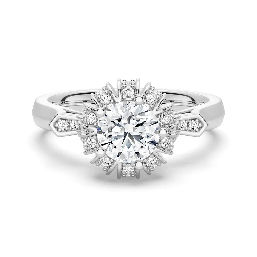 1 CT. Unique Halo Round Moissanite Engagement Ring sold by MSBLUE Jewelry