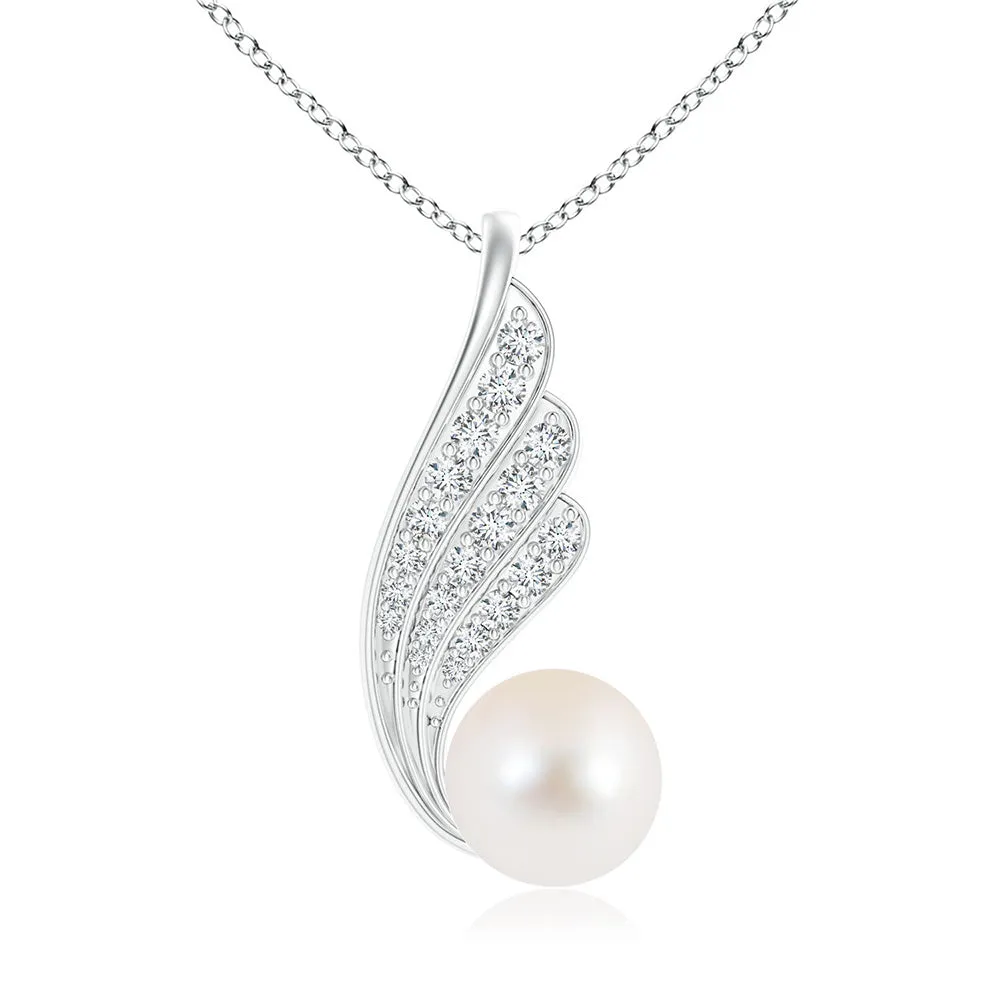 8mm Freshwater Cultured Pearl Angel Wing Inspired Pendant sold by MSBLUE Jewelry