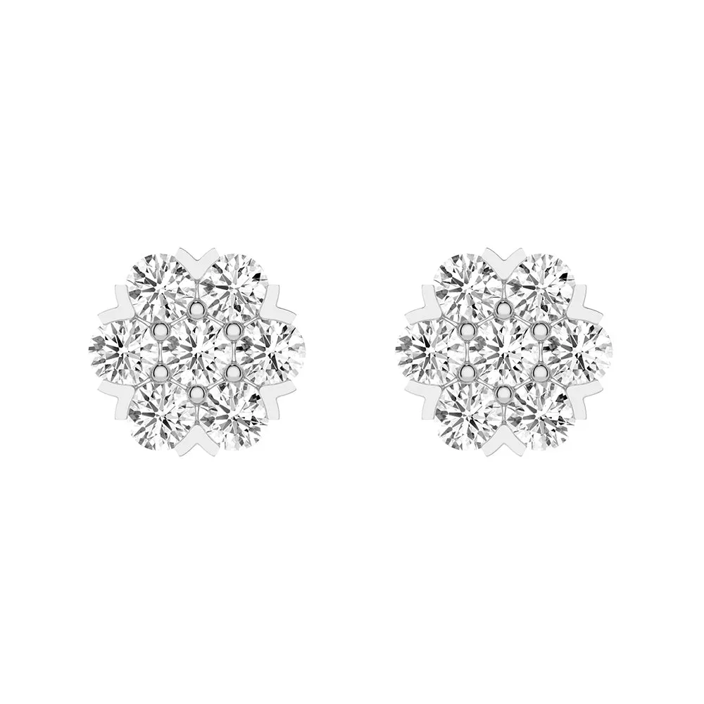Classic Cluster Flower Moissanite Earrings sold by MSBLUE Jewelry