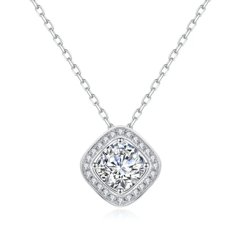 1 CT. Luxury Square Moissanite  Necklace sold by MSBLUE Jewelry