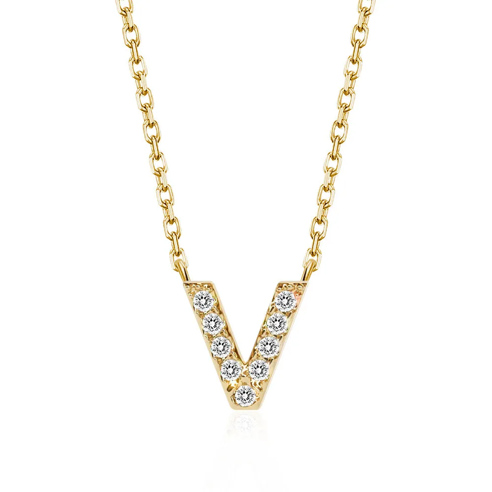 Classic Pavé Initial V Pendant Necklace sold by MSBLUE Jewelry product image thumbnail 2