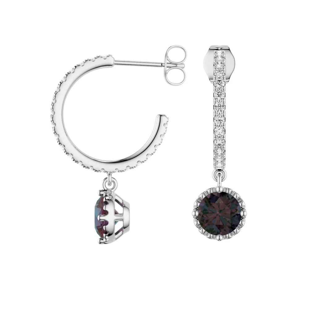 2 Ctw Round Alexandrite Huggie Earrings With Moissanite Pave sold by MSBLUE Jewelry product image thumbnail 2