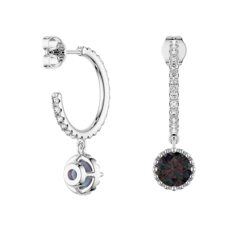 2 Ctw Round Alexandrite Huggie Earrings With Moissanite Pave sold by MSBLUE Jewelry product image thumbnail 4