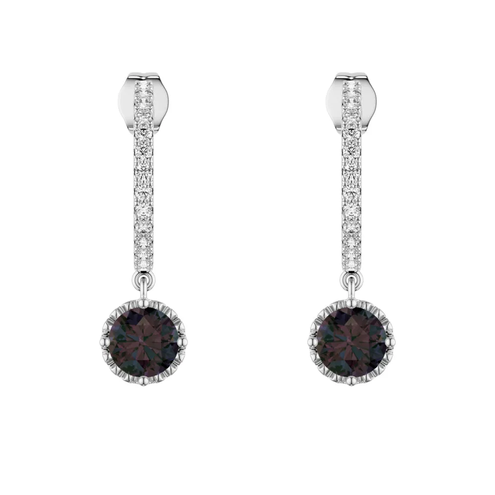2 Ctw Round Alexandrite Huggie Earrings With Moissanite Pave sold by MSBLUE Jewelry product image thumbnail 3