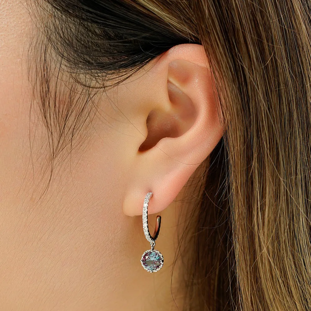 2 Ctw Round Alexandrite Huggie Earrings With Moissanite Pave sold by MSBLUE Jewelry product image thumbnail 5