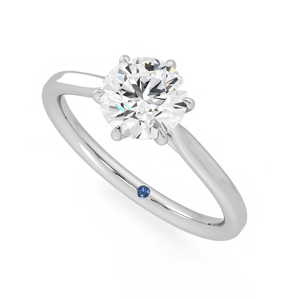 Classic Six Prong Moissanite Engagement Ring with Hidden Anniversary Stone Accent sold by MSBLUE Jewelry product image thumbnail 2