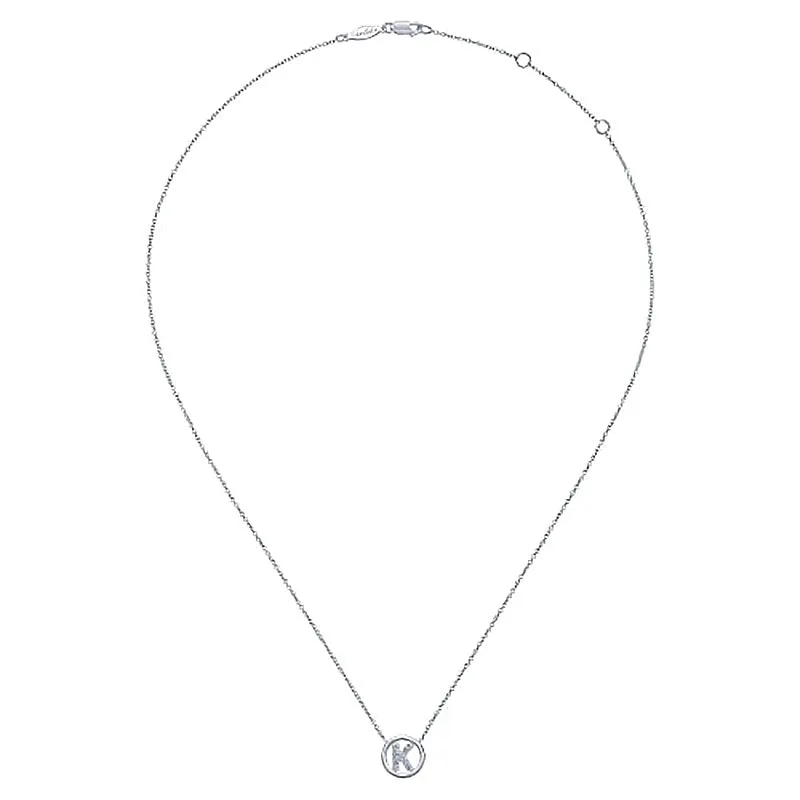Round Pavé Initial K Pendant Necklace sold by MSBLUE Jewelry product image thumbnail 3