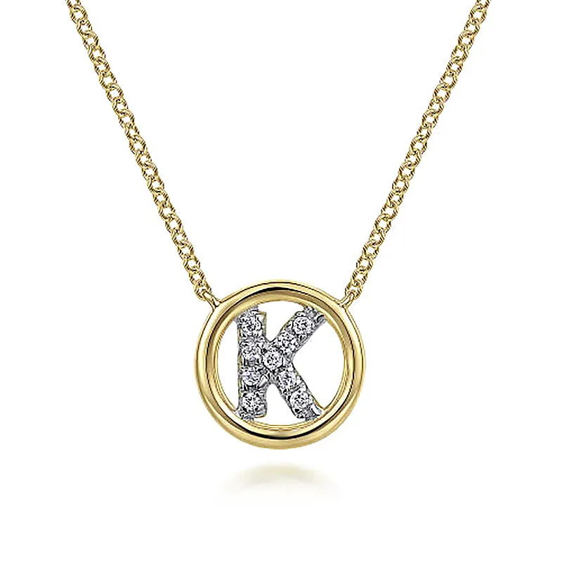 Round Pavé Initial K Pendant Necklace sold by MSBLUE Jewelry product image thumbnail 2